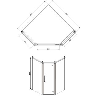 Душевое ограждение Azario ONTARIO AZ-NBB3231 900 GOLD