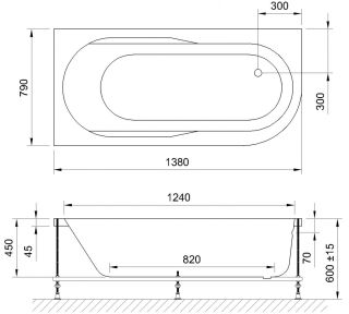 Гидромассажная ванна Royal Bath Azur Standart 140x80см левая белый RB614200ST-L