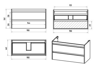 Подвесная тумба под раковину Brevita Balaton BAL-06100-03-012Я 100см белый/бежевый