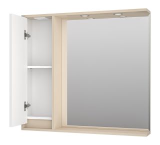 Зеркальный шкаф с подсветкой Brevita Balaton BAL-04090-03-01Л левый 90см белый/бежевый