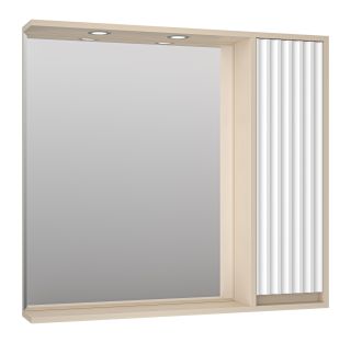 Зеркальный шкаф с подсветкой Brevita Balaton BAL-04090-03-01П правый 90см белый/бежевый