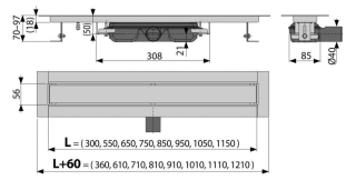 Душевой лоток AlcaPlast с решеткой под кладку плитки 30см хром APZ115-300