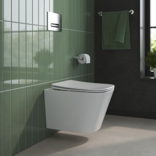 Унитаз подвесной безободковый с сиденьем BelBagno DUE 2.0 BB7107CHR/SC