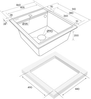 Комплект Paulmark: мойка Stepia 45 и коландер Advance PM114651-WH+A375-BS белый/брашированная нержавеющая сталь