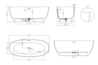 Ванна из искусственного камня Salini Alda S-Stone 101922M 170x80см белый матовый