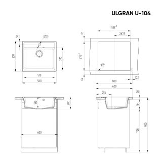 Кухонная мойка Ulgran Classic U-104-308 чёрный