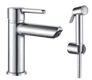 Смеситель для раковины с гигиеническим душем Shevanik S6071 хром