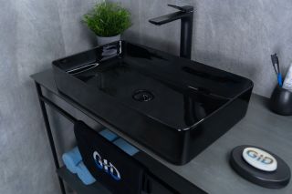 Раковина Gid BL9396 53346 накладная черная глянцевая 60x34x11