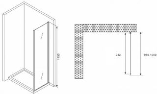 Душевая стенка ABBER Schwarzer Diamant 100см хром S100
