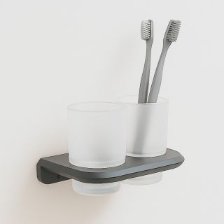 Стакан для ванной комнаты двойной Knotlor SC1032GM, оружейная сталь