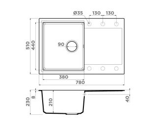 Мойка кухонная Omoikiri Daisen 78T-BL чёрный