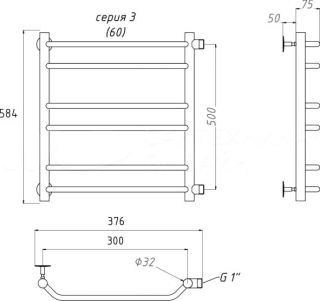 Водяной полотенцесушитель Тругор Браво ПМ 3 50x60x30см хром Браво3/ПМ506030