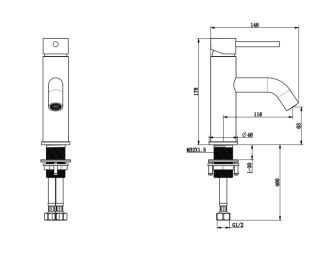Смеситель для раковины Bronze de Luxe SCANDI 1451B, черный