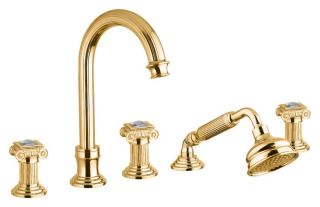 Смеситель на борт ванны с выдвижным душем и переключателем Cezares OLIMP-BVD-03/24-Sw