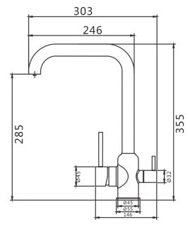 Смеситель для кухни Shevanik S268 с подключением фильтра хром