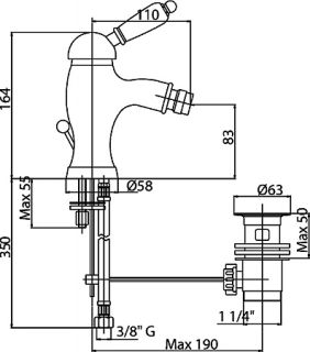 Смеситель для биде однорычажный, бронза Cezares ELITE-BSM1-02-M