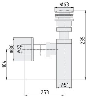 Сифон и донный клапан для раковины E.C.A. 102119055C1EX чёрный