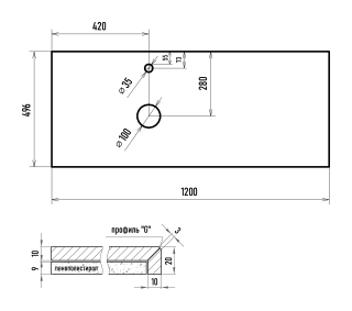 Столешница Brevita Cargo VS03-120К 120см чёрный