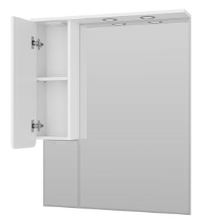 Зеркальный шкаф с подсветкой Misty Чегет 85см левый белый