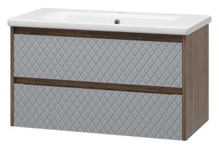 Подвесная тумба под раковину Brevita Chester CHE-09090-49502Я 90см серый/дуб Чарльстон темно-коричневый