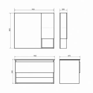 Comforty Зеркало Бордо 90 см дуб темно-коричневый 00-00006663