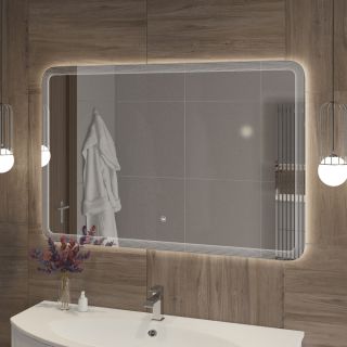 Зеркало Cezares с лазерной гравировкой, контурной подсветкой сенсорным выключателем CEZARES CZR-SPC-DUET-1200-800-LED-TCH