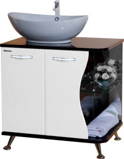 Тумба под раковину Bellezza Рио 70см левая белый/чёрный 00000007193