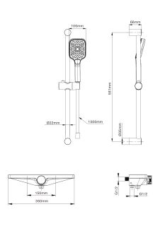 Смеситель для ванны с душем Wonzon & Woghand Onix WW-B2551-A-MB с термостатом чёрный матовый