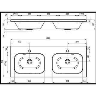 Раковина Jacob Delafon Terrace XB102K-00 двойная 120 см белый