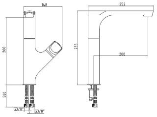 Смеситель для кухни E.C.A. Myra 104518063EX чёрный/хром