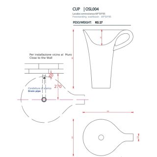 Раковина ArtCeram CUP OSL004 01 00 белая 50 см