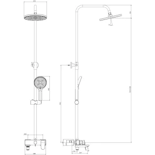 Душевая система DQ Hamburg DA1743701 225 мм, со смесителем, хром