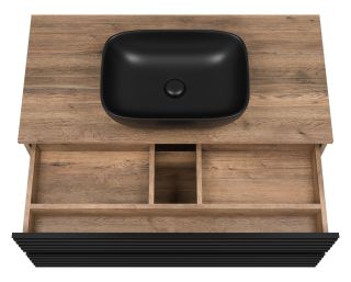 Подвесная тумба под раковину Brevita Dakota DAK-09100-19/02-2Я 100см дуб Галифакс олово/чёрный