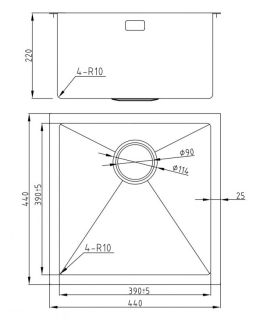 Мойка для кухни Milacio Denia 44 Steel MC.77430 нержавеющая сталь