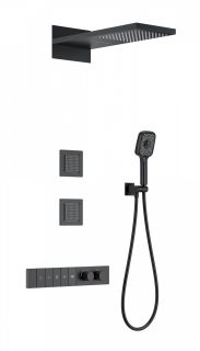 Душевой комплект Wonzon & Woghand WW-D4538-A-MB с термостатом чёрный матовый