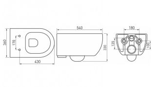 Подвесной унитаз Berges EGO XL Rimless 083218 сиденье EGO XL Slim SO антрацит матовый