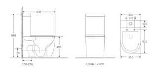Унитаз-компакт DQ Matrix DT1397516 безободковый торнадо 630*365*840мм