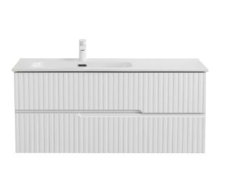 База под раковину Cezares подвесная с двумя выкатными ящиками, левосторонняя, Bianco Lucido, 1200x457x500, DUET-N-1200-2C-SO-BL-L