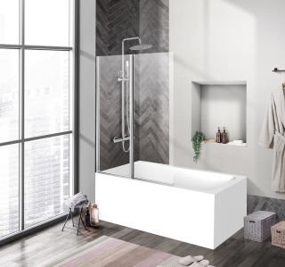 Душевая шторка на ванну BelBagno UNO-V-2-100/150-C-Cr