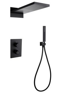 Душевая система ABBER Weiss Insel AF8052B с термостатом чёрный матовый