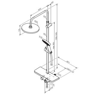 Душевая системма Damixa Apollo 947760300 с термостатом и с полкой черная