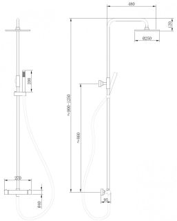 Душевая стойка ABBER Wasser Kreis AF8160 с термостатом хром