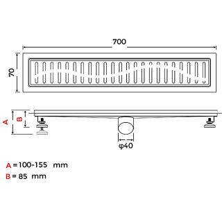 Душевой лоток Gappo G87007-3 70 см сатин