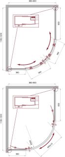 Душевой уголок BelBagno Uno -195 RH 2 120/90 C Cr стекло прозрачное