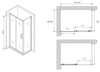 Душевой уголок ABBER Schwarzer Diamant AG30100B5-S50B5 100x50см чёрный