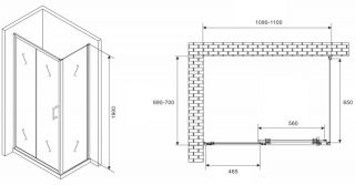 Душевой уголок ABBER Schwarzer Diamant AG301105-S705 110x70см хром