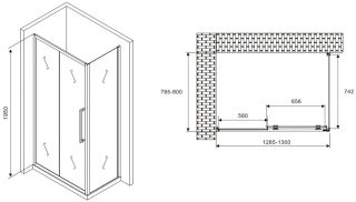 Душевой уголок ABBER Schwarzer Diamant AG30130MH-S80M 130x80см хром