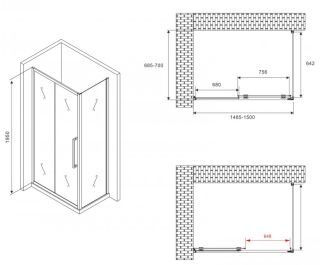 Душевой уголок ABBER Schwarzer Diamant AG30150BMH-S70BM 150x70см чёрный