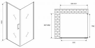 Душевой уголок ABBER Sonnenstrand AG04060M-S85M 60x85см хром