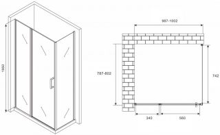 Душевой уголок ABBER Sonnenstrand 100x80см чёрный AG04100BS-S80B